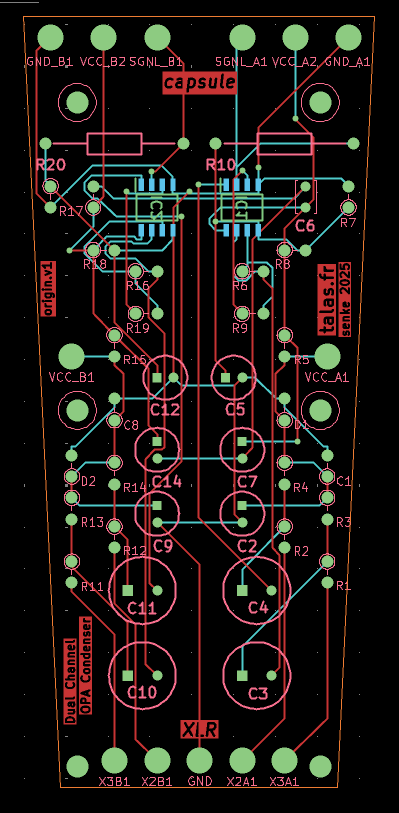 The preamp board layout in the design software